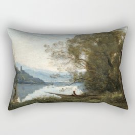 The Moored Boatman by Jean-Baptiste-Camille Corot Rectangular Pillow