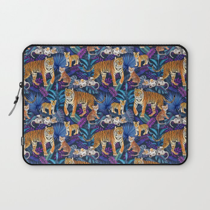 Family of Tigers (Navy & Purple) Laptop Sleeve