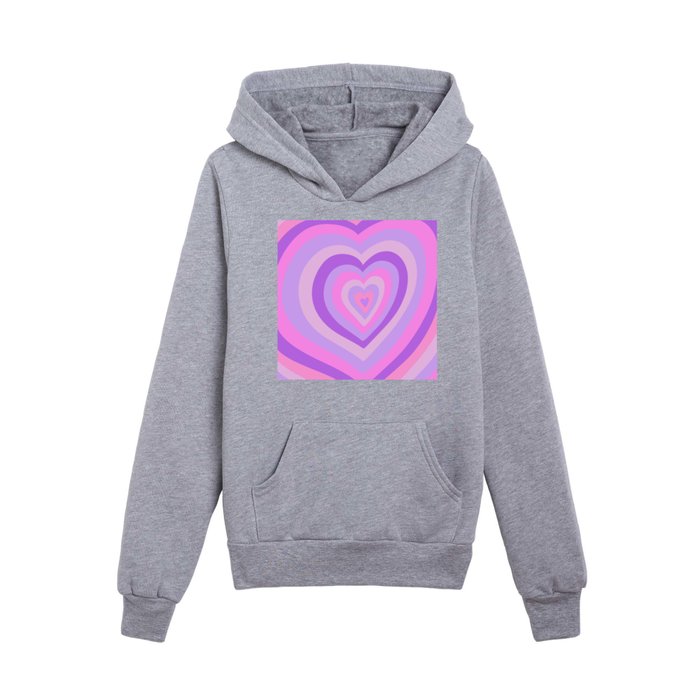 Retro Groovy Love Hearts - neon pink and purple Kids Pullover Hoodie