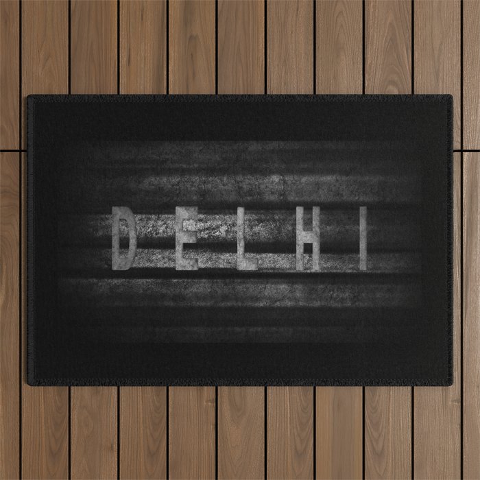 Delhi lettering, Delhi Tourism and travel, Creative typography text banner Outdoor Rug