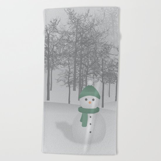 Christmas Snowman Beach Towel