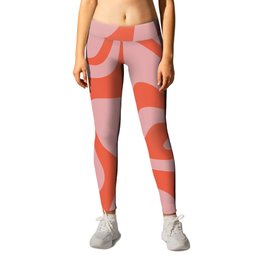 Retro Liquid Swirl Abstract Pattern Pink Orange Red  Leggings