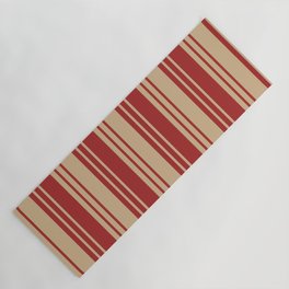 [ Thumbnail: Brown and Tan Colored Lined Pattern Yoga Mat ]