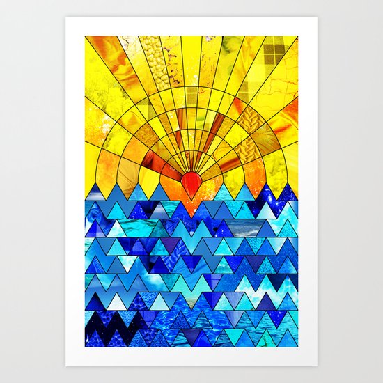 Sun & Sea Collage Art Print