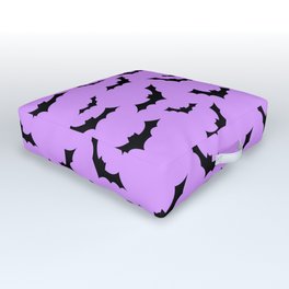 Black Bat Pattern on Purple Outdoor Floor Cushion