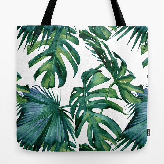 Classic Palm Leaves Tropical Jungle Green Tote Bag
