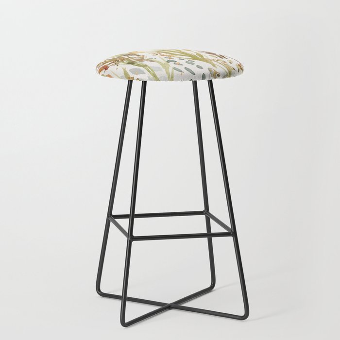 Watercolor Wildflowers and Weeds Bar Stool