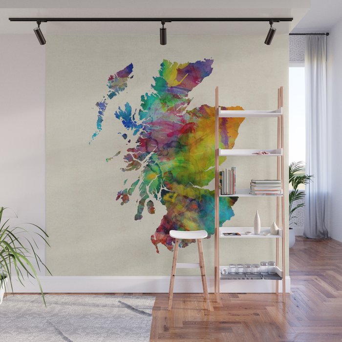 Scotland Watercolor Map Wall Mural by artPause Michael Tompsett