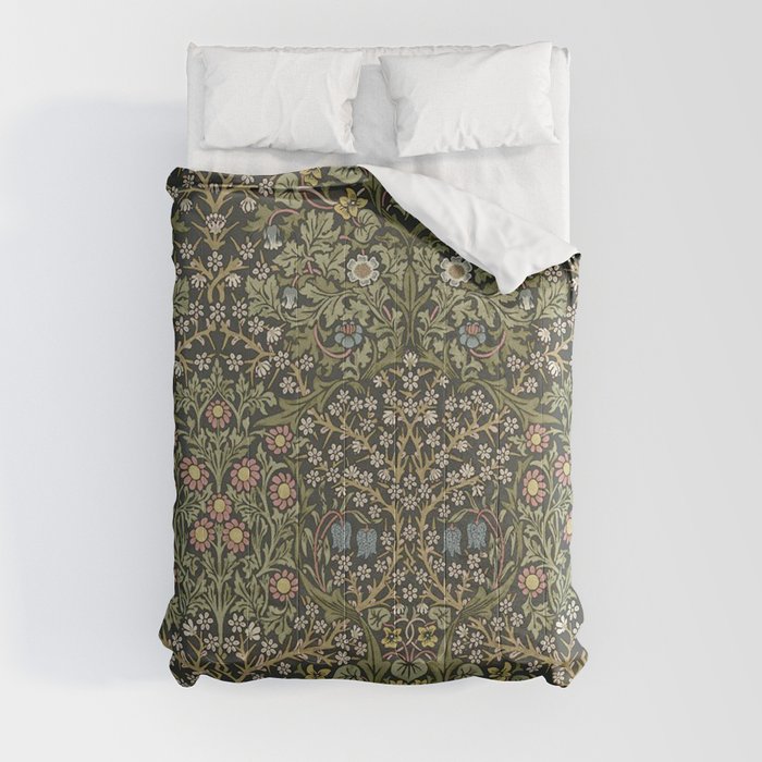 William Morris Vintage Blackthorn Green Charcoal Comforter