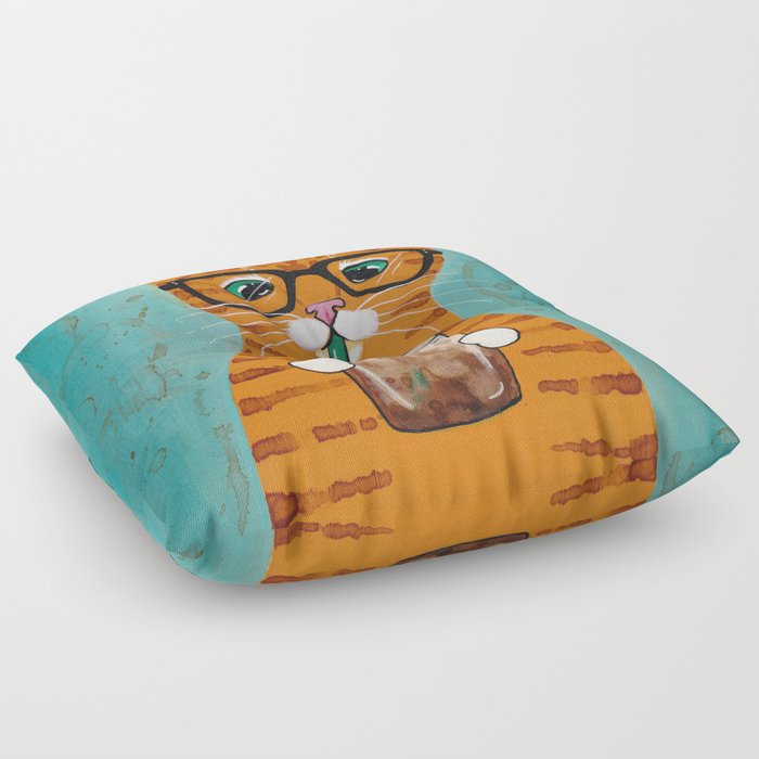 Iced Coffee Cat Floor Pillow