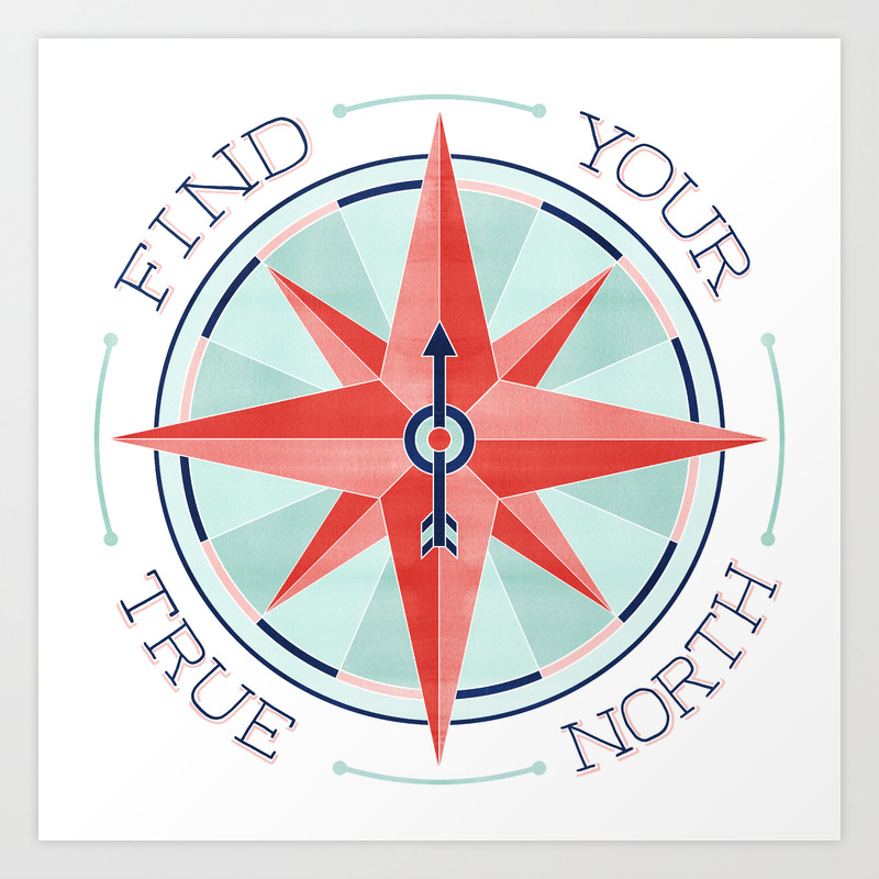 Find Your True North - Red/Mint Art Print By Xoxolesley | Society6
