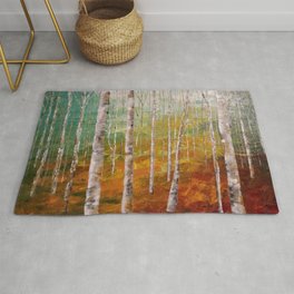 Birch Tree Forest Area & Throw Rug