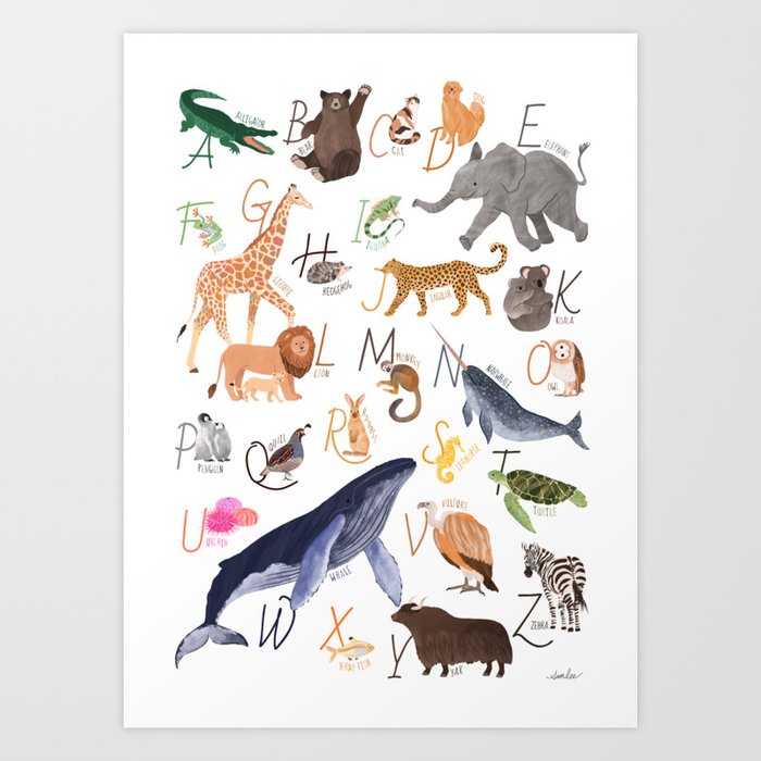 Animal Alphabet Art Print by SunLee Art