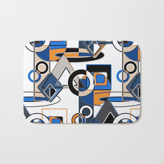 Abstract pattern with bold geometric shapes . Bath Mat