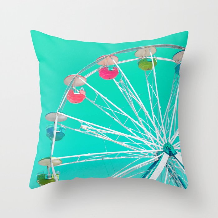 Minty Ferris Wheel of Happiness Throw Pillow