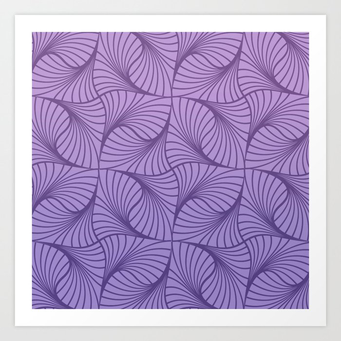 Abstract Wavy Circle Pattern with a Subtle Purple Gradient Ombre Tie Dye Overlay Art Print