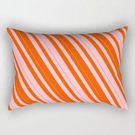 [ Thumbnail: Pink and Red Colored Lined Pattern Rectangular Pillow ]