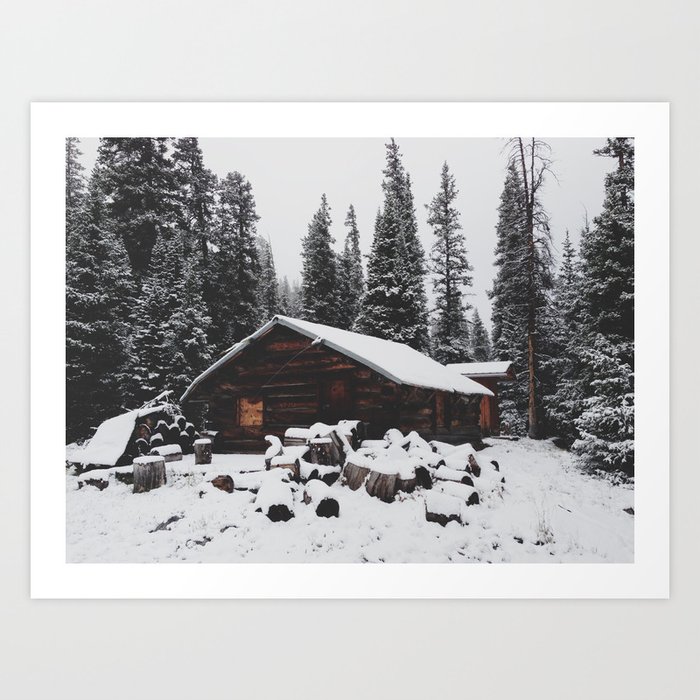 Winter Cabin Art Print