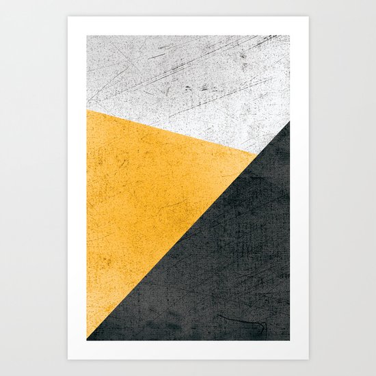 Modern Yellow & Black Geometric Art Print