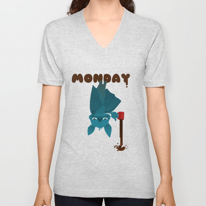 Bat Monday V Neck T Shirt