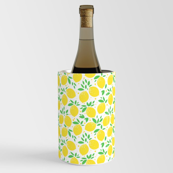 When Life Gives You Lemons, Make Lemonade. Lemons and Leaves Watercolor Illustration Wine Chiller