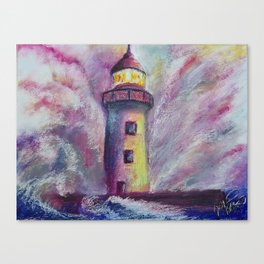 Lighthouse among the waves Canvas Print