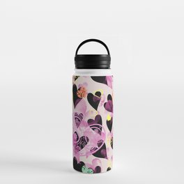Colorful Heart Doddled Valentines Day Anniversary Pattern Water Bottle