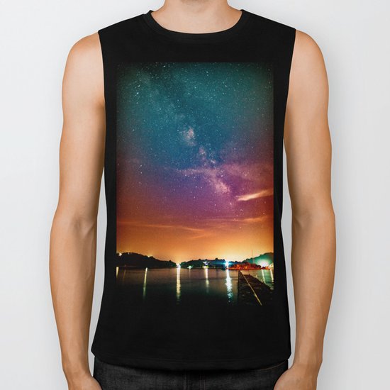 Milky Way over Water Biker Tank