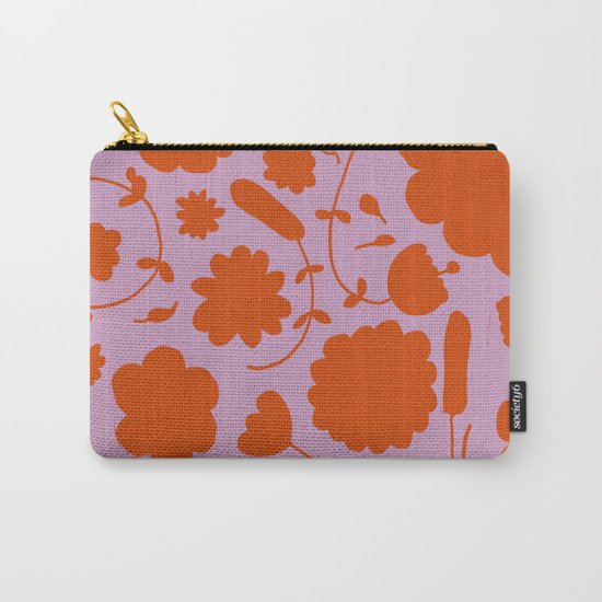 floral pink and orange Carry-All Pouch