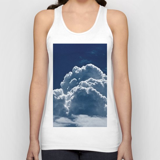 Puffy Cumulus clouds on Deep Blue Sky Unisex Tank Top