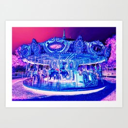 Carousel Merry-Go-Round Pink Purple Art Print