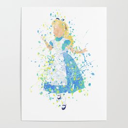 Princess Alice in Wonderland Watercolor silhouette Fine Art Print high quality illustration Poster