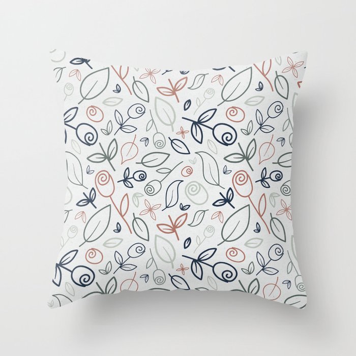 Roses and Leaves Light Throw Pillow