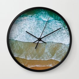 Ocean Waves Crushing On Beach, Drone Photography, Aerial Photo, Ocean And Beach Wall Art Print Decor Wall Clock