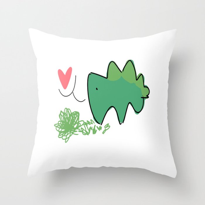 stegosaur-love Throw Pillow