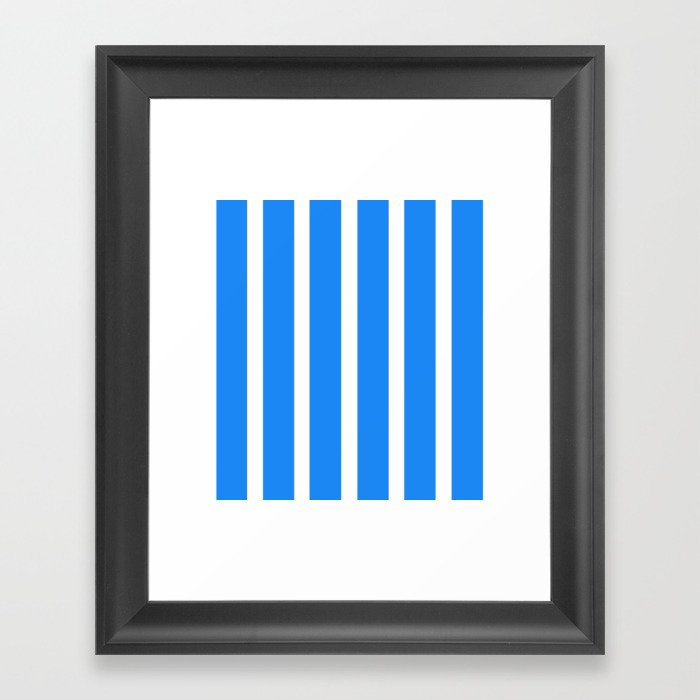 Shana - Blue Colourful Minimalistic Retro Stripe Art Design Pattern Framed Art Print