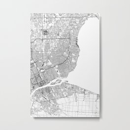 Detroit White Map Metal Print | Pattern, Modernmap, Detroitmap, Street, Architecture, Plan, Graphicdesign, Simple, Black And White, Design 