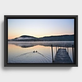 Love Ducks at Dawn on Lake George Framed Canvas