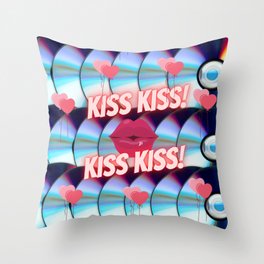 KISS KISS ON CDs! Throw Pillow
