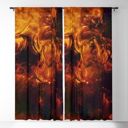 Molten Fire Burst Flames Black and Orange Abstract Artwork Blackout Curtain
