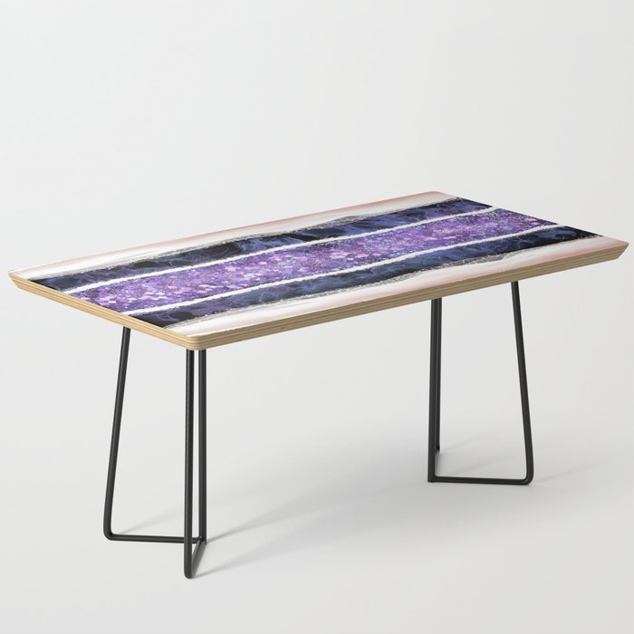 Veri Peri Purple Amethyst and Coral Gemstone Abstract Coffee Table