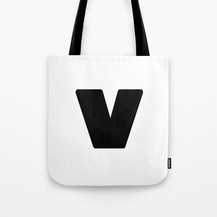 v (Black & White Letter) Tote Bag