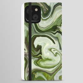 Fluid Tree Leaf In Green Contemporary Abstract iPhone Wallet Case