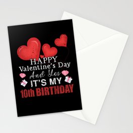 10th Birth Heart Day Happy Valentines Day Stationery Card