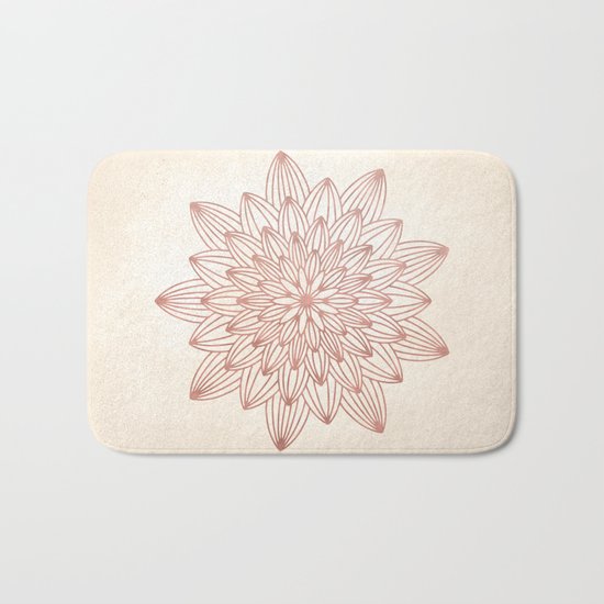 Mandala Blossom Rose Gold on Cream Bath Mat