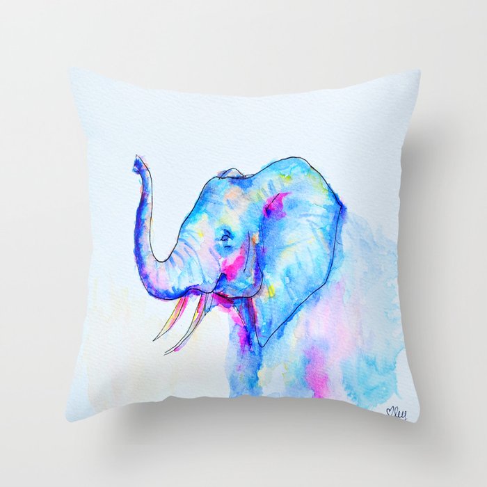 Bubblegum Elephant Throw Pillow