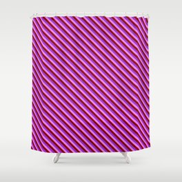 [ Thumbnail: Dark Orchid, Violet, and Dark Red Colored Lined/Striped Pattern Shower Curtain ]