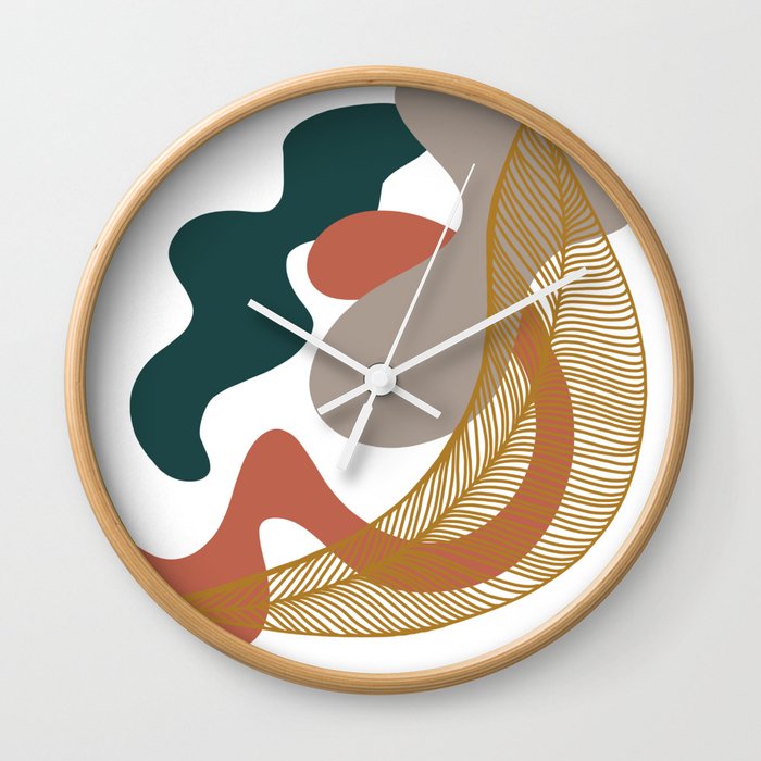 Abstract Golden Leaf 2 Wall Clock
