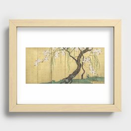 Cherry Tree Japanese Edo Period Six-Panel Gold Leaf Screen Recessed Framed Print