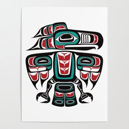 Haida Tlingit Native Raven Totem Poster